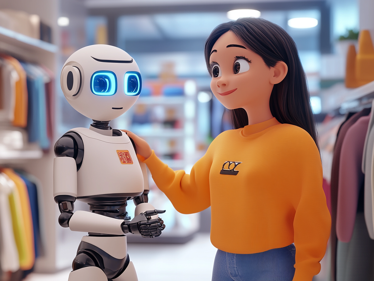 AI helping a woman shop.