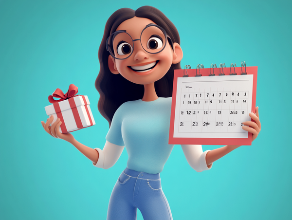 Woman holding a calendar and a gift planning her year of gifting ahead